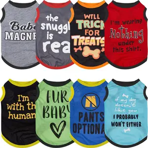 8pcs Lightweight Stylish Dog Shirts for Winter - Fun Slogans & Comfortable Fabric - Perfect for Small to Medium Dogs Outdoor Playing