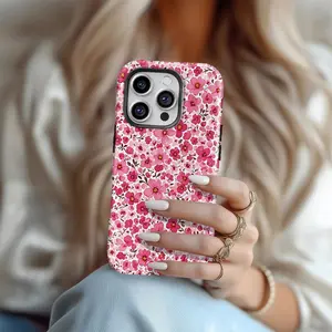 Phone Case – Pink Floral Pattern UV-Printed Protective Case | 360-Degree Full Protection | Compatible with iPhone 17, 16, 15, 14, 13, 12, 11 (Pro/Pro Max/Plus Series) | Drop-Resistant Protective Cover, Flower
