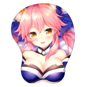 3D Anime Girl Soft Gel Gaming Mouse Pad Fate/Grand Order Tamamo no Mae Figure Mousepads Wrist Rest Gaming Gifts (Regular 26 x 21 x 3.2 cm)