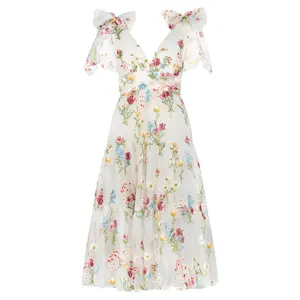 Margaret Floral Midi Dress White