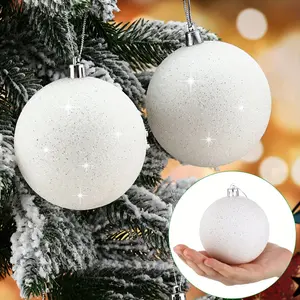 12 PCS Christmas Ornament Balls, Christmas Tree Glitter Snowball Ornaments, Plastic Hanging Christmas Tree Balls for Christmas Wedding Party Decoration, Home Decor Ornaments