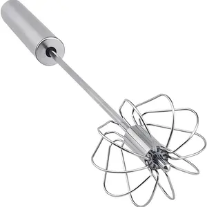 Stainless Steel Semi-Automatic Hand Push Whisk, Food Grade Rust Resistant, Sturdy Riveted Construction, Multi-Purpose for Mixing Whisking Beating Stirring, Easy to Clean, Must Have Kitchen Gadget