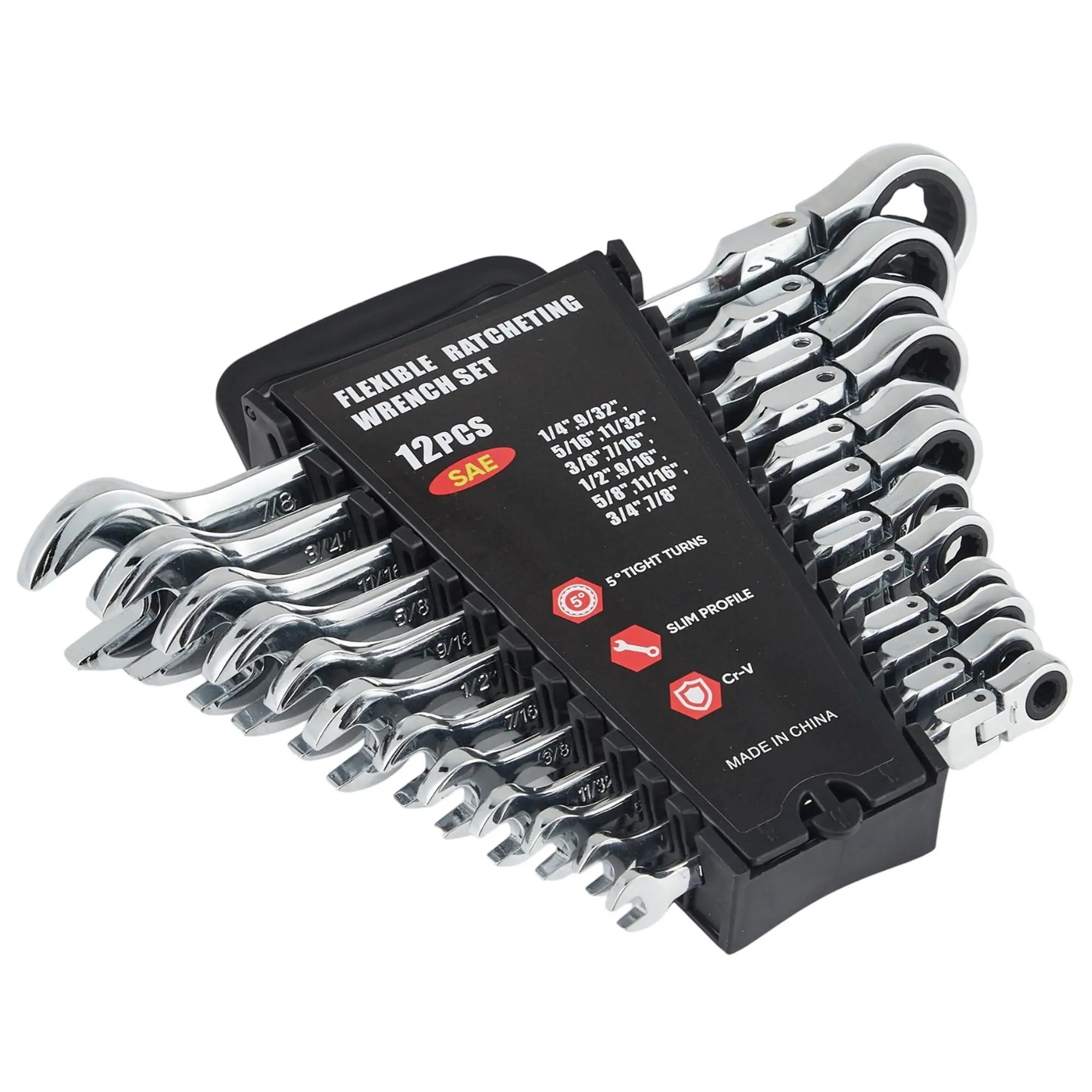 GAOMON 12 Piece SAE Ratcheting Wrench Set Combination Ratcheting Wrench Set