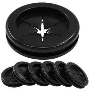 6pcs 1" ID 1 1/4" Drill Hole Rubber Grommets Firewall Hole Plug Wire Protection Double-Sided Round Hole Grommet Kit (Black)