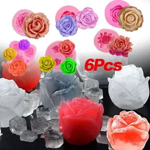 2pcs/6pcs Floral Silicone Mold Set - Peony & Rose Designs for DIY Candles, Clay, Handmade DIY Creation
