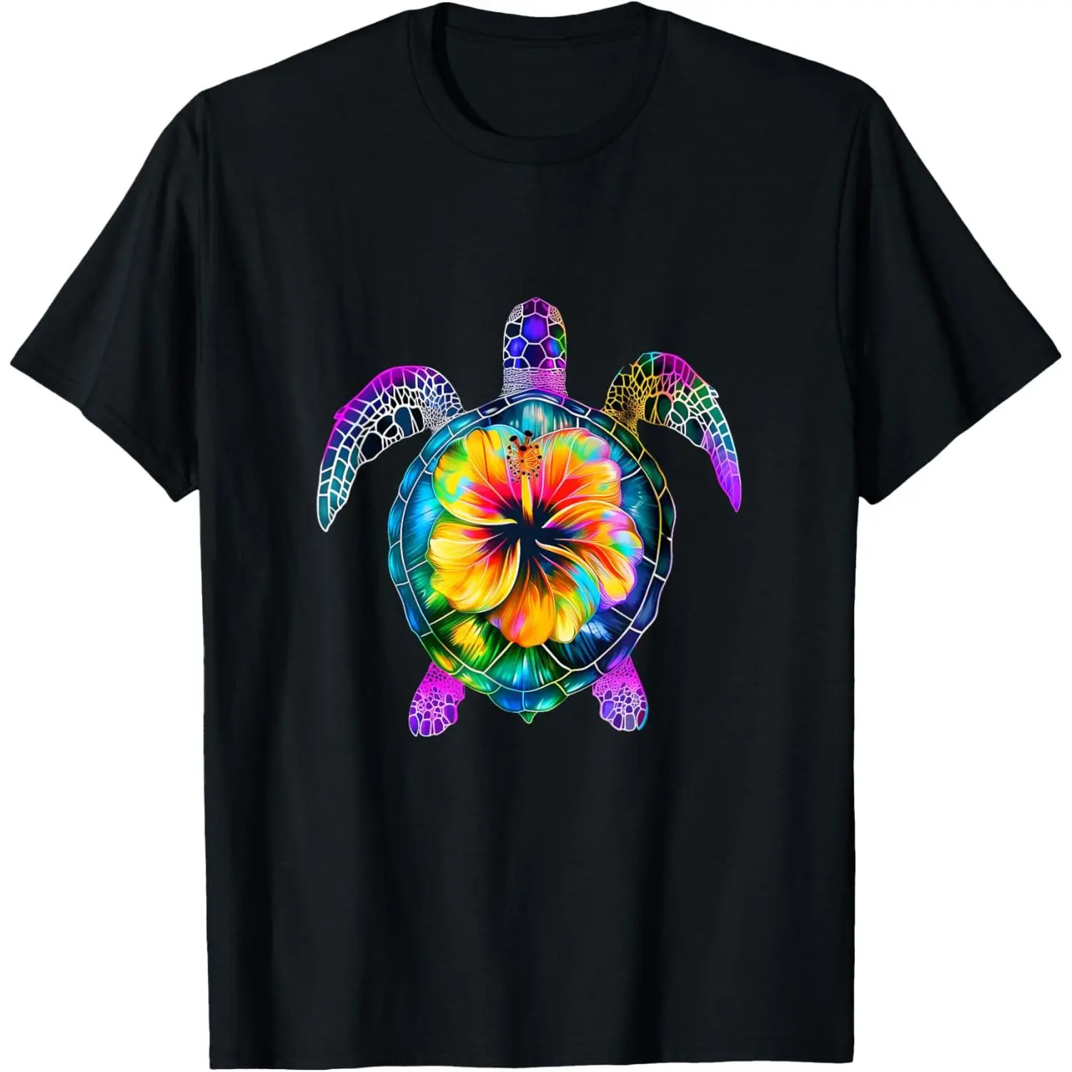 Men's Graphic T-Shirt with Tie-Dye Sea Turtle Print - Casual Streetwear Style in Soft 100% Cotton for Sports & Daily Wear