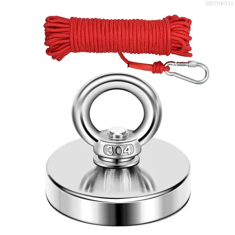 Heavy-duty Magnet,Fishing Magnet,350lbs Strong Magnet Fishing, Magnetic Fishing Magnets, Rare Earth Magnet with Countersunk Hole Eyebolt for Retrieving Items in Lake, Beach, Lawn.XXSTYOUT12
