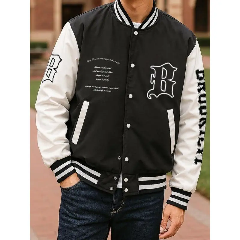 Men's Letter Graphic Color Block Varsity College Style Jacket Long Sleeve Y2k Streetwear Baseball Jacket Hoodie not included Men's Letter Graphic Color Block Varsity College Style Jacket Long Sleeve Y2k Streetwear Baseball Jacket Hoodie not included