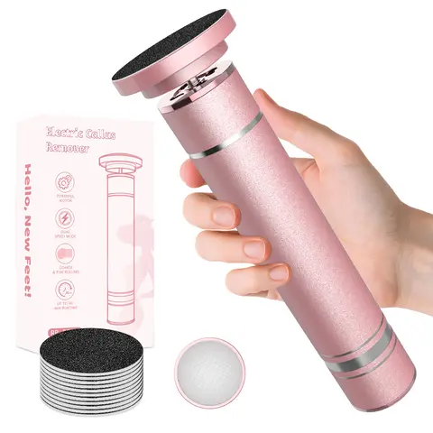 [2 in 1] Electric Foot File, Rechargeable Callus Remover Tool with Nail File Set, with 10pcs Nail Drill Sanding Bands Feet Callus Remover for Home and Nail Salon Pedicures, Gift for Women, Electronic Callus Remover Foot Pumices, Back To School