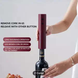 Electric Wine Bottle & Cork Opener - Automatic One-Touch Operation, - (Low Voltage) Instant Cork Removal, Portable Manual-Free Opener for, Parties, Bars, Camping - Ideal Gift for Wine Lovers, Waiters, Chefs (Metal, One