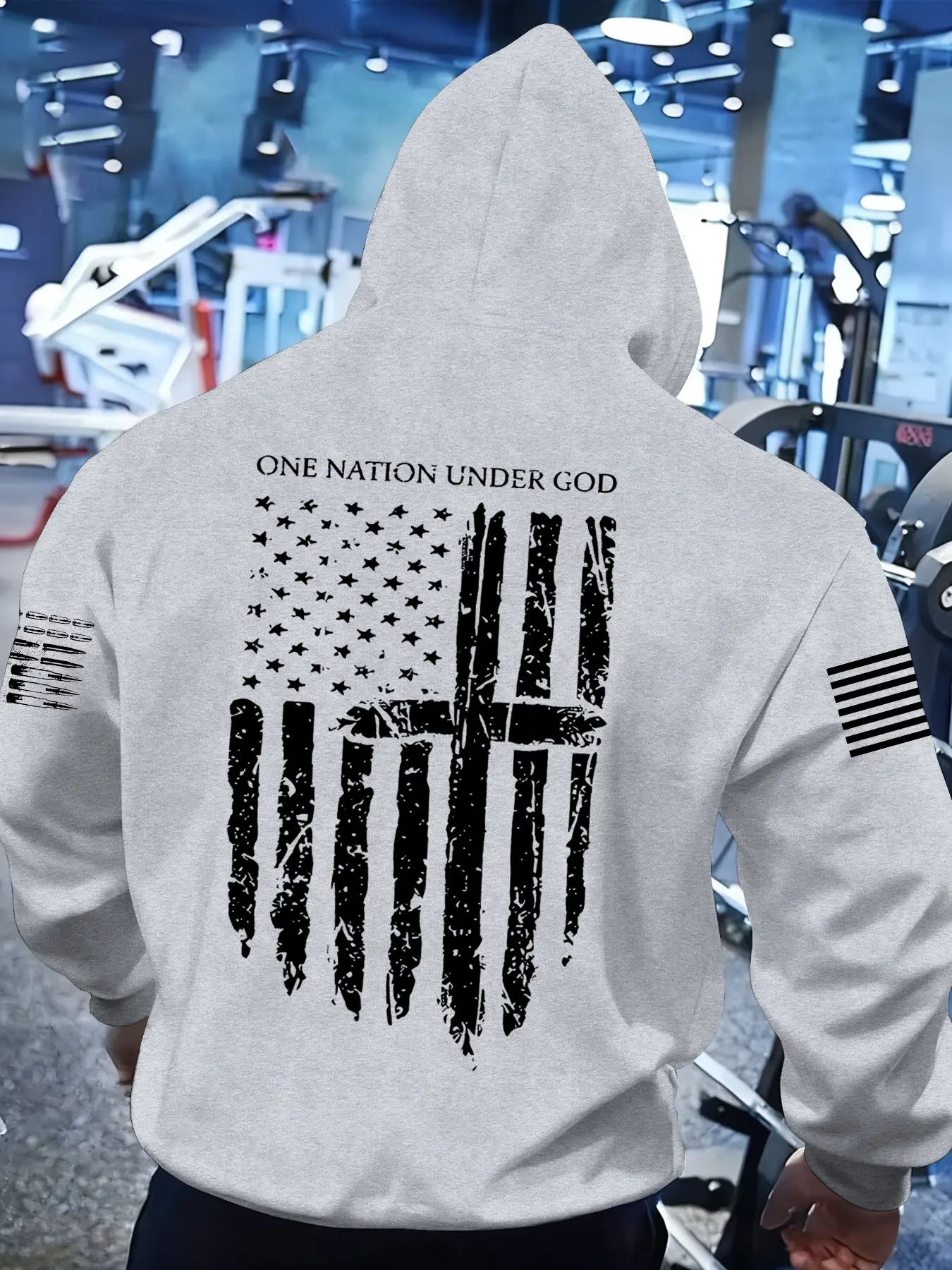 Men's Flag Pattern Print Hoodie, Casual Drop Shoulder Design, Drawstring Hooded Sweatshirt, Fall & Winter Comfortable Daily Wear, Casual Fashion Sweatshirt, Artwork Sweatshirt