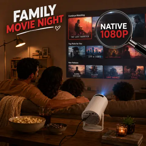 Portable Wireless LED Projector - Smart Android 11 TV Projector with WiFi 6, 160 ANSI Lumens, 1080P Support, 180° Auto Keystone, Bluetooth 5.2, NFC, Audio, Chargeable, Remote Control, Charging Cable, Ideal for Bedroom Cinema & Backyard Movie Nights