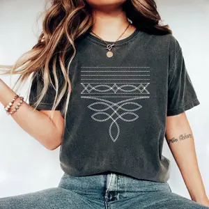 Comfort Colors Boot Stitch Tshirt Western Graphic Tee Rodeo Gift For Cowgirl Boho Apparel Country Western Style Girls Trip Cowgirl T-shirt