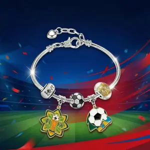 2026 World Cup Soccer Bracelet Unisex Adjustable Lightweight Alloy Gift for Fans World Cup Inspired Design Comfortable All-Day Wear