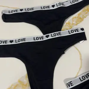 Hotcom Women's Low Waist Thong Panties 7 Pack Cotton Spandex Love Heart Waistband Comfortable Breathable Invisible Underwear FallFreshness Outdoorfun