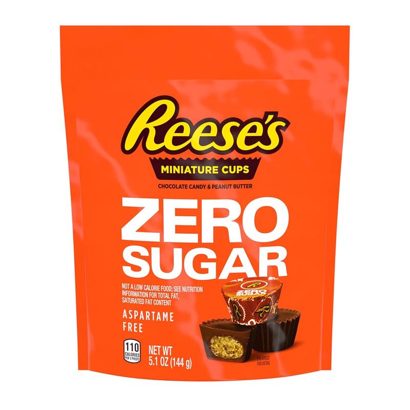 Zero Sugar Miniatures Chocolate Peanut Butter Cups, Candy Bag, 5.1 oz