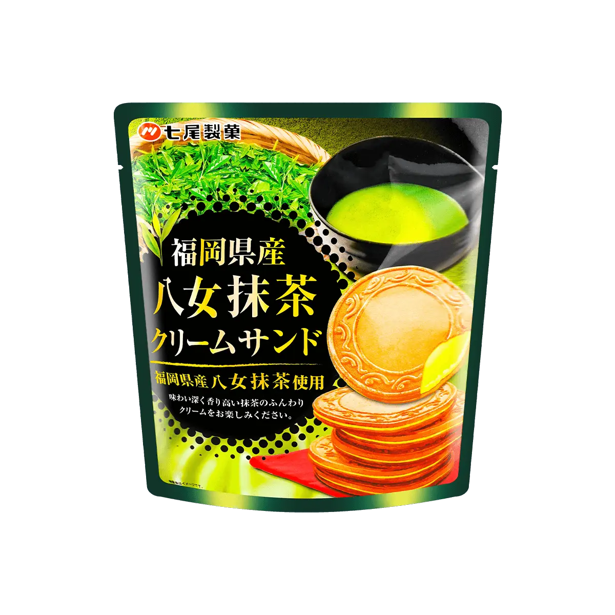 NANAO Japanese Yame Matcha Cream Sandwich Cookies 66g - Authentic Japanese Green Tea Snack