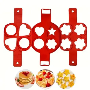 1Pc /2Pcs Pancake Maker Nonstick Cooking Tool Round Heart Pancake Maker Egg Cooker Pan Eggs Mold Kitchen Baking Accessories Egg Utensils Kitchen Gadgets
