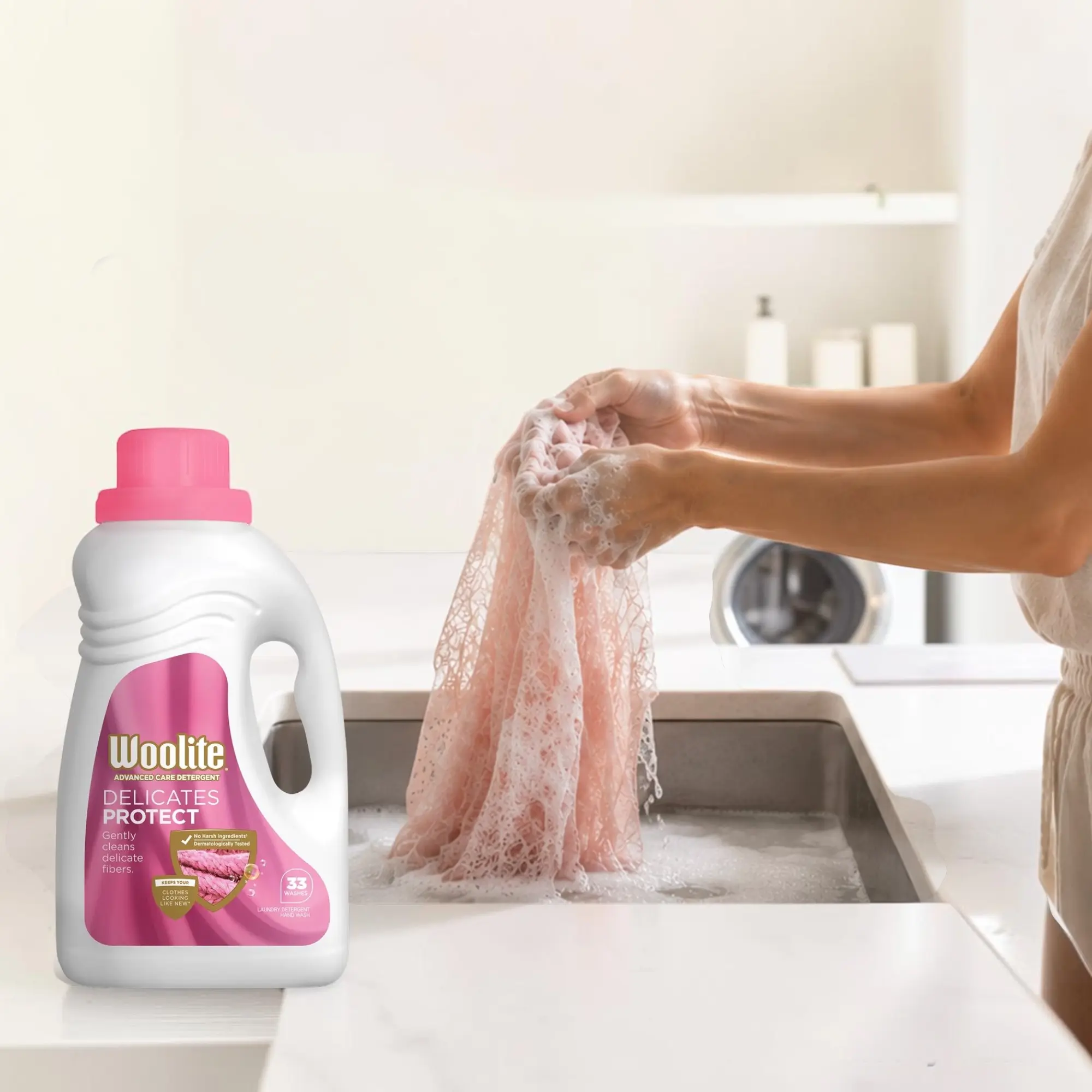 Woolite Delicates Hypoallergenic Liquid Laundry Detergent, 16 fl oz, 8 Loads, Hand & Machine Wash