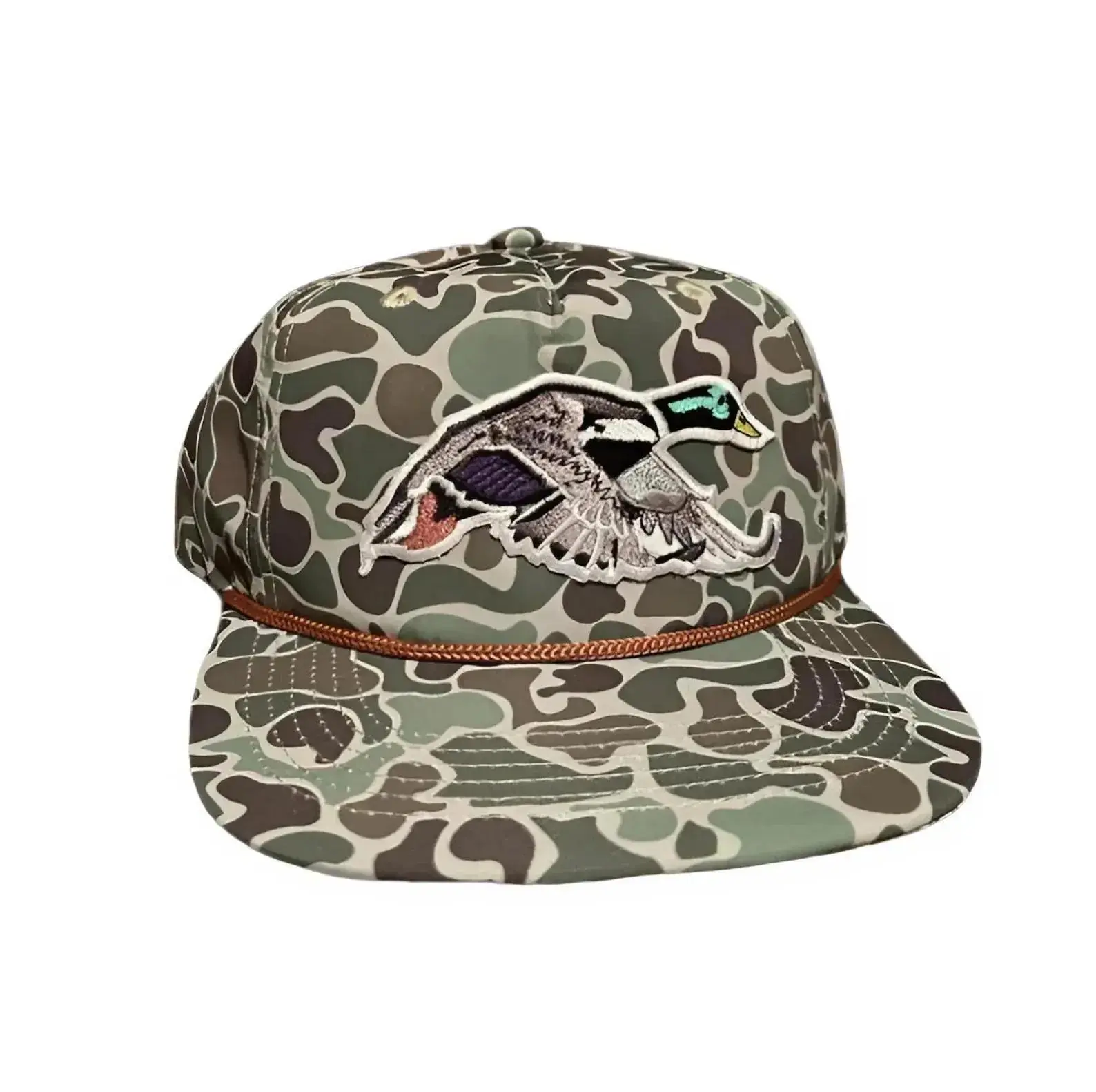 Mallard Duck Camo Rope Hat, Retro Hunting Snapback Cap 2026, Adjustable Trucker Hat, Outdoor Camouflage Baseball Cap, Gift for Hunters
