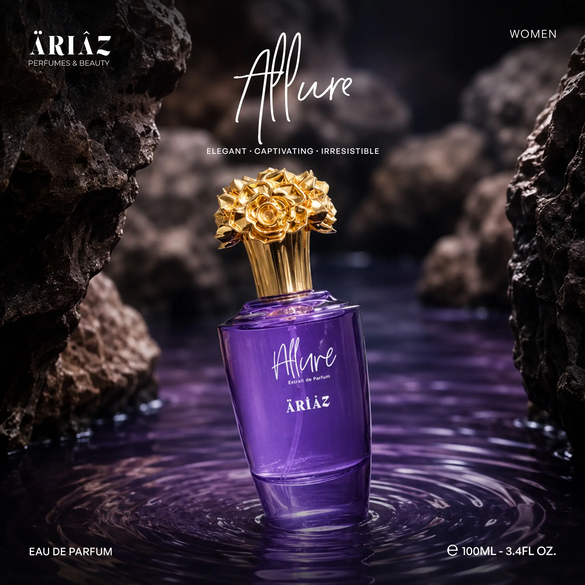 Allure by ARIAZ 3.4oz/100ml Extrait De Parfum for Women – Citrus Floral Musk