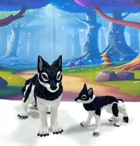 2pcs Articulated Wolf, 3D Printed Mother and Child Wolf, Full Articulated Executive Desk Toy, Fidget ADHD/Autism Toy Set Decor Magical