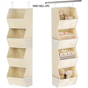 Foldable Hanging Closet Organizer, Multi-Layer Clothes Rack with Mesh Bags, Large Capacity Door Storage, Dust-Proof Wardrobe Shelf