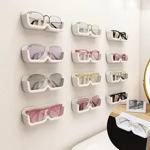 1pc Wall-mounted Eyeglass Storage Rack, Punch-Free Glasses Storage Holder Shelf, Sunglasses Display Stand, Space Saving Glasses Organizer