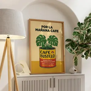 [Unframe Poster] Vintage Cafe Bustelo Coffee Wall Art Poster, Retro Coffee Poster, Spanish Home Decor, Hispanic Latino Coffee Art, Debi Tirar Mas Fotos Art