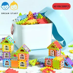 Large Size Creative Square Block House Assembly Building Blocks, Basic Educational DIY Assembly Toys for Birthday Gifts 3D Building Blocks STEM Educational Constructor Set Toys
