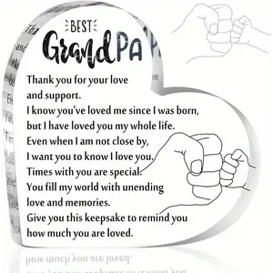Grandpa Gifts from Grandchildren Acrylic Heart Grandpa Keepsake for Grandpa Birthday Gift Thank You Grandpa Paperweight from Grandson Grandkid Granddaughter for Christmas Thanksgiving Father's Day