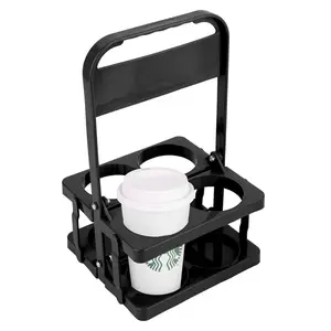 4 Cup Drink Carrier with Handle, Plastic Cup Carriers for Drinks, Drink Holder for , Take Out Delivery Drivers Accessories, Portable Foldable  Mobile, Use for  Delivery Bag