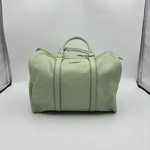 Pre-owned GUCCI H6Gucci GG embossed full leather Boston travel bag (mint green/light bean green mediaeval style) H17134