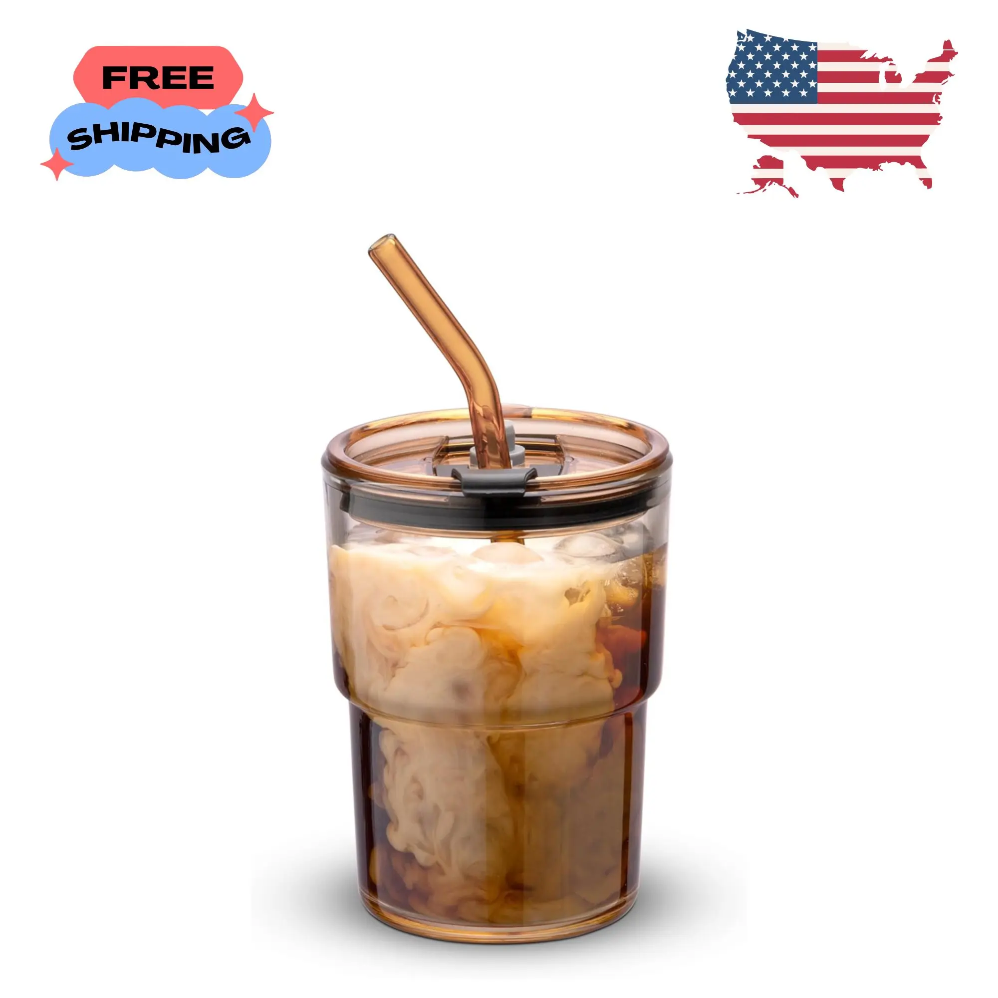 13oz/400ml Tumbler Water Glass, Cups with Straw and Lid Sealed
