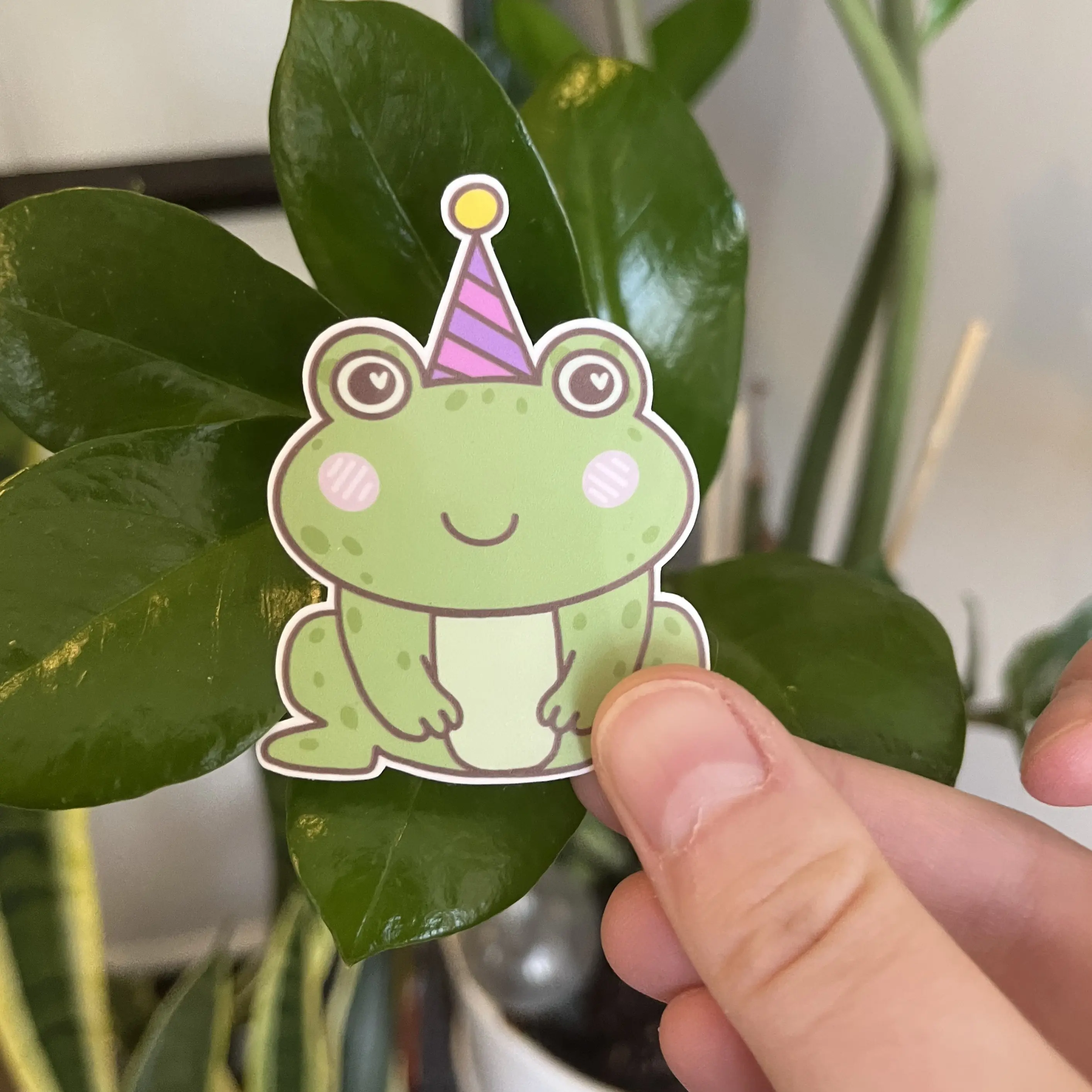 Silly Party Frog Sticker | Cute Frog Meme Vinyl Decal