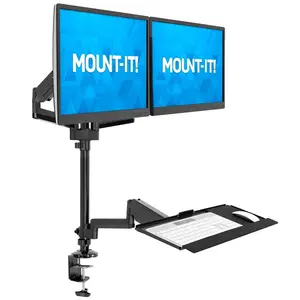 Mount-It! Dual Monitor Sit-Stand Desk Mount with Keyboard Tray