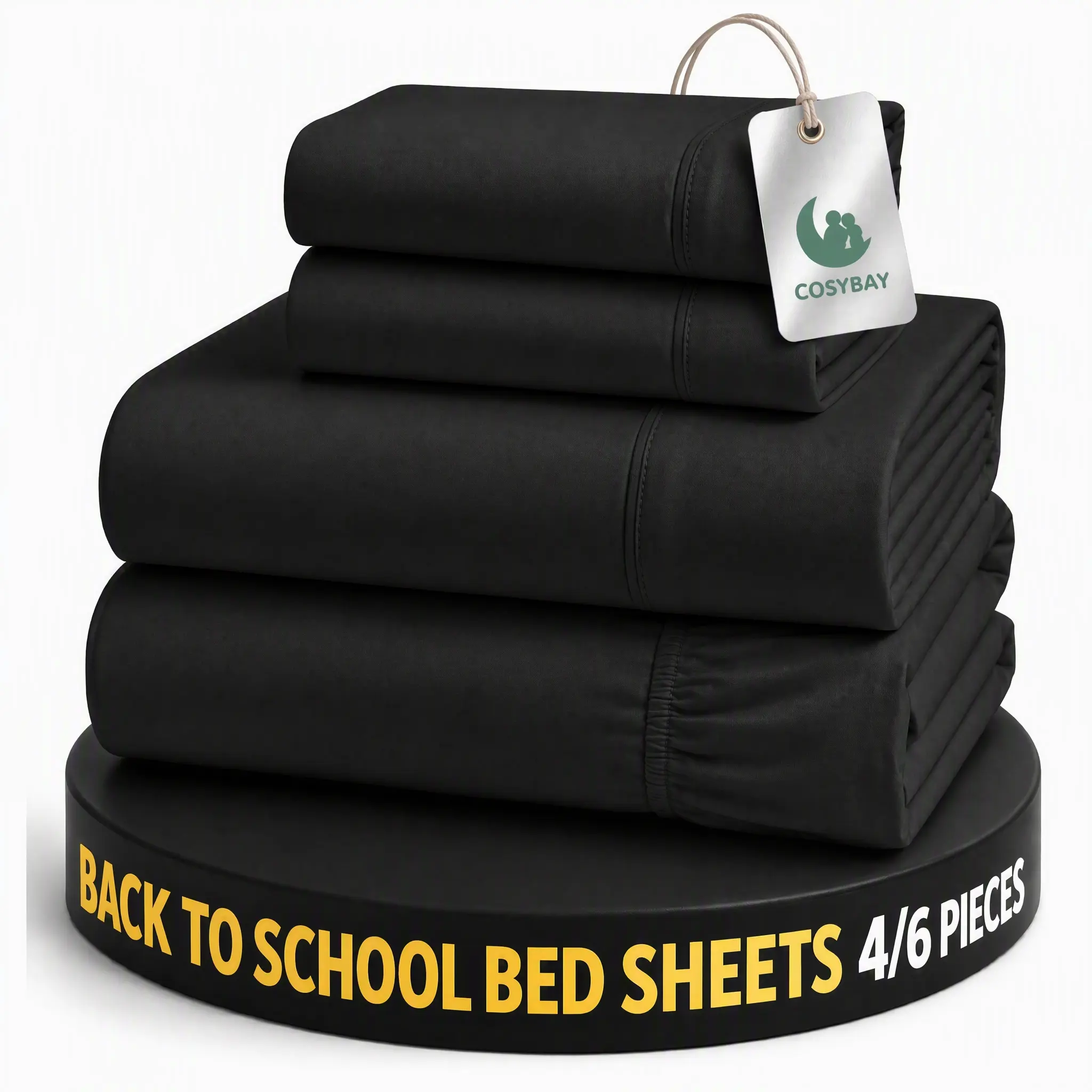 Cosybay 4/6pcs Complete Sheet Set - Extra Deep Pocket Fitted Bed Set,Luxurious Soft, Shrink-Resistant, Wrinkle-Resistant, Breathable, Durable All-Season Bedding Top sheet,Flat sheet,Pillowcases,Pillow shams.Black Halloween #TikTokShopBackToSchool