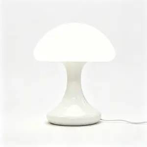 Aesthetic White Mushroom Table Lamp | Ceramic Base LED Night Light Perfect as Home Decor & Versatile Gift for All Occasions