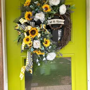 Sunflower Wreath,Grapevine Wreath,Easter Wreath