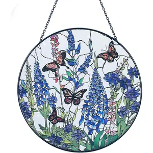 7.8'' Lavender Monarch Butterfly Suncatcher Stained Glass - Monarch Lavender Originally Designed Suncatchers for Sun Catchers Indoor Window | Beautiful Gifts for Butterfly Lovers
