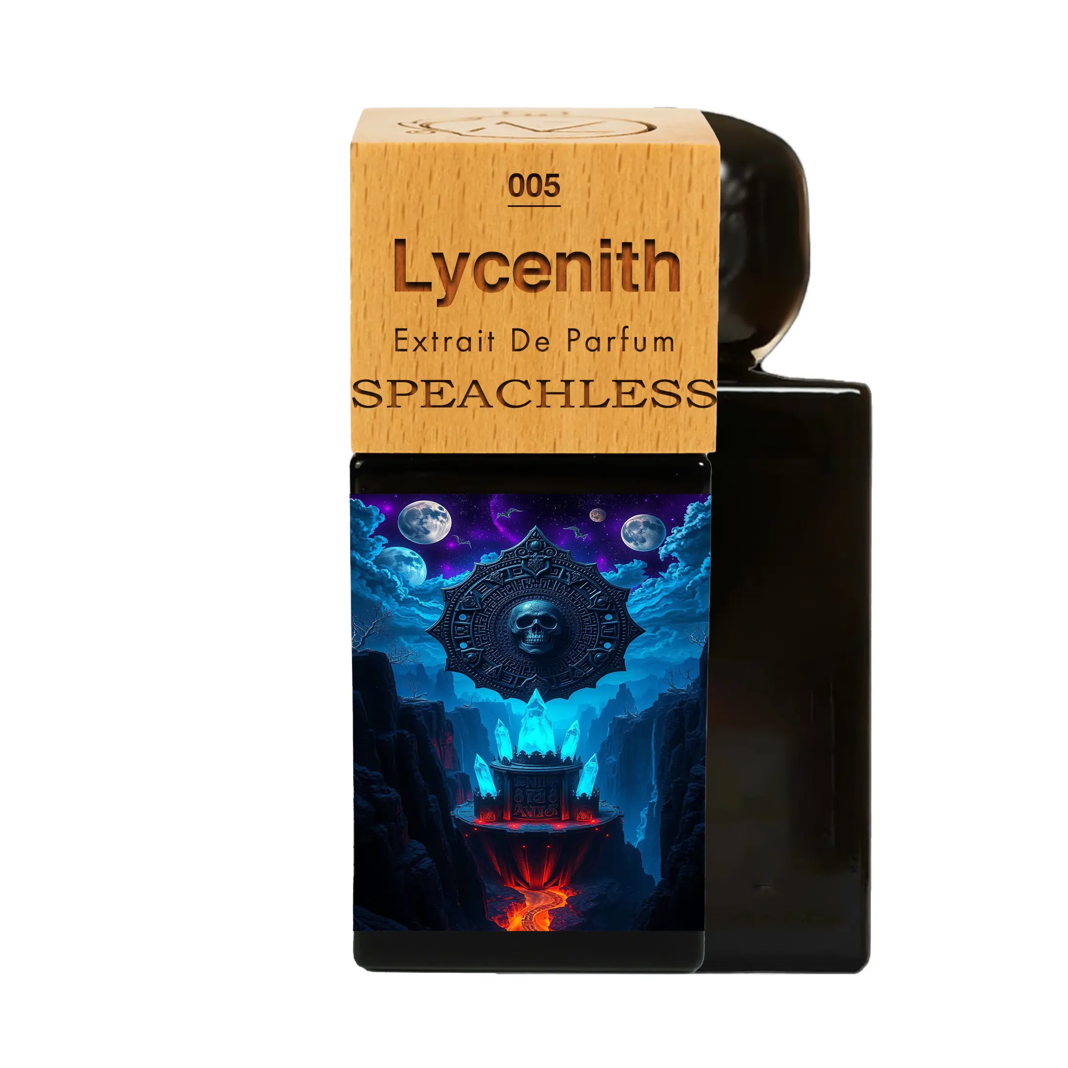 Lycenith N°05 | Lime, Green Tea, Peach, Apple, Sweet Orange; Nectarine, Peach, Absinthe, Verbena, Rose; cannabis, Patchouli, Vanilla Pod, White Musk. Home fragrance