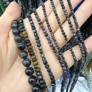 Natural Blue Tiger Eye Beads High Quality Faceted Rondelle Gemstone Loose Beads 15.5 Inches Long for DIY Jewelry Making Handmade Crafts Bracelet Necklace Earrings Semi Precious Stone Spacer Beads
