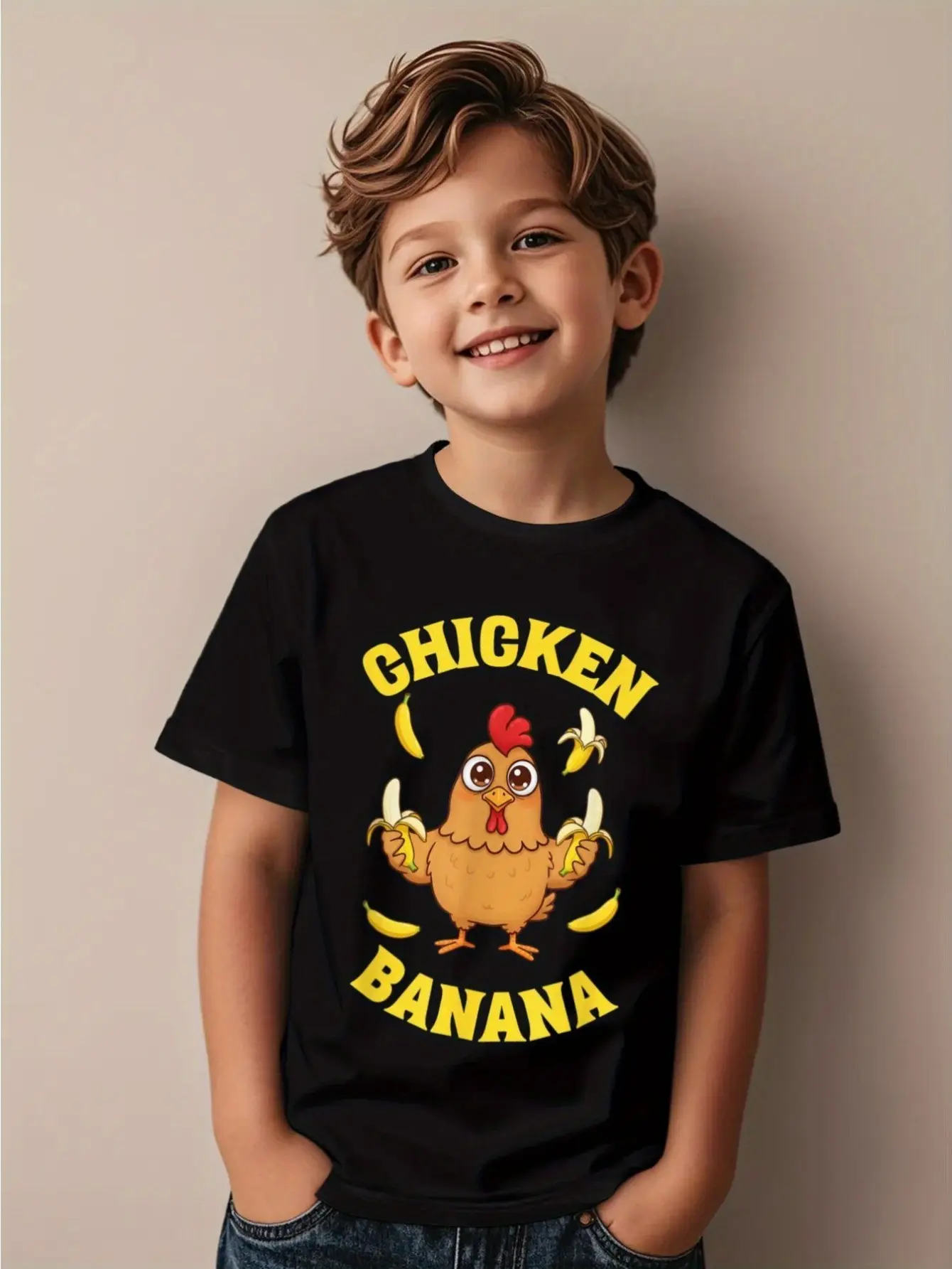 Chicken Banana Funny Novelty Aesthetic Graphic Kid TShirt Fashion Kid T Shirts Trendy Cool Tops Tees for Kid