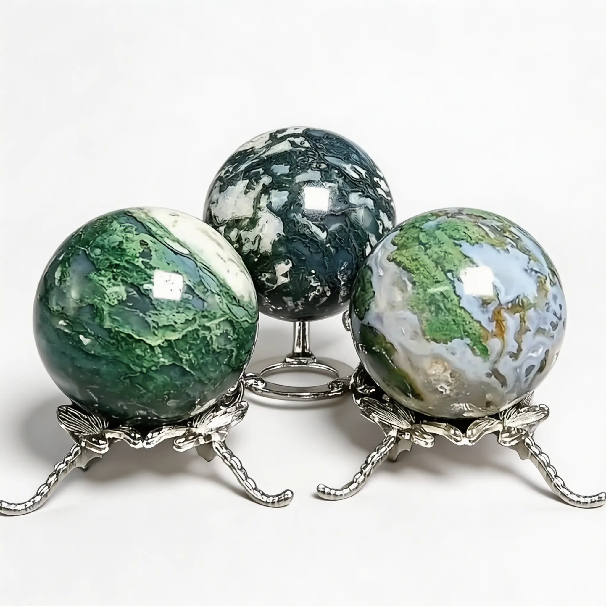 Polished Natural Aquatic Green Gemstone Sphere With Natural Irregular Cracks Crystal Cavities Wealth Ornament Bedroom Home Decor Small  Father's Day Gift Large Gold Standing Lion  cow indoor office table collectible space