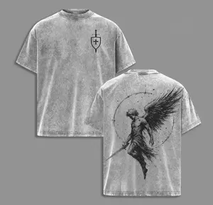 Sanctus Michael Archangelus x Flaming Sword x Shield x Scales of Justice Archangel Michael T-Shirt Saint Michael The Archangel x Flaming Sword T-Shirt Washed Church Outfit Gym Pump Cover ,Christian Religious , Jesus Apparel
