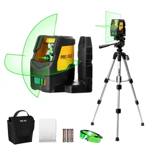 #SpringGlowUp PREXISO Laser Level with Tripod, IP54 Professional 150° Wide Angle Laser Level Self Leveling - 2 Brightness Adjustment 100Ft Cross Laser Line Tool for Construction, Ceiling Alignment, Floor Tile