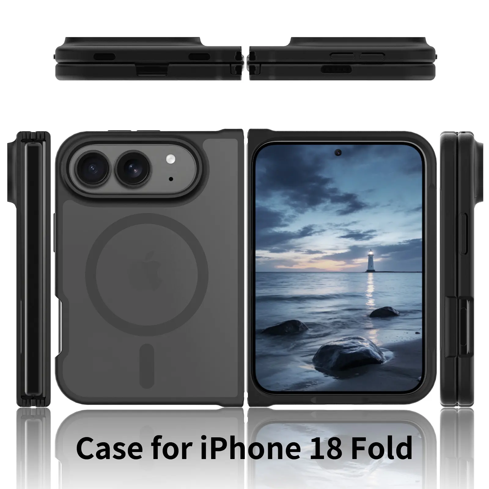 (Case & Nova) MagSafe Compatible Matte PC+TPU Smartphone Case with MagSafe Ring, 2-in-1 Flexible Abrasion-Resistant Heavy Duty Protection Slim Cover for iPhone 18 Fold - Nordic European Magnetic Phone Accessory