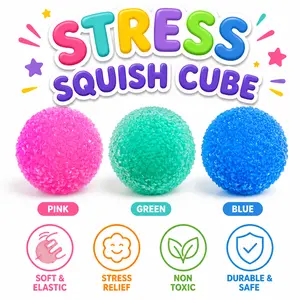 Bumpy Textured Jelly Squeeze Stress Ball - Handcrafted ASMR Crystal Mochi, Colorful Dumpling Squishy Fidgets Squishies, Anxiety Relief Toy for Adults, Pink/Green/Blue, Birthday Party Favor with Free Shipping