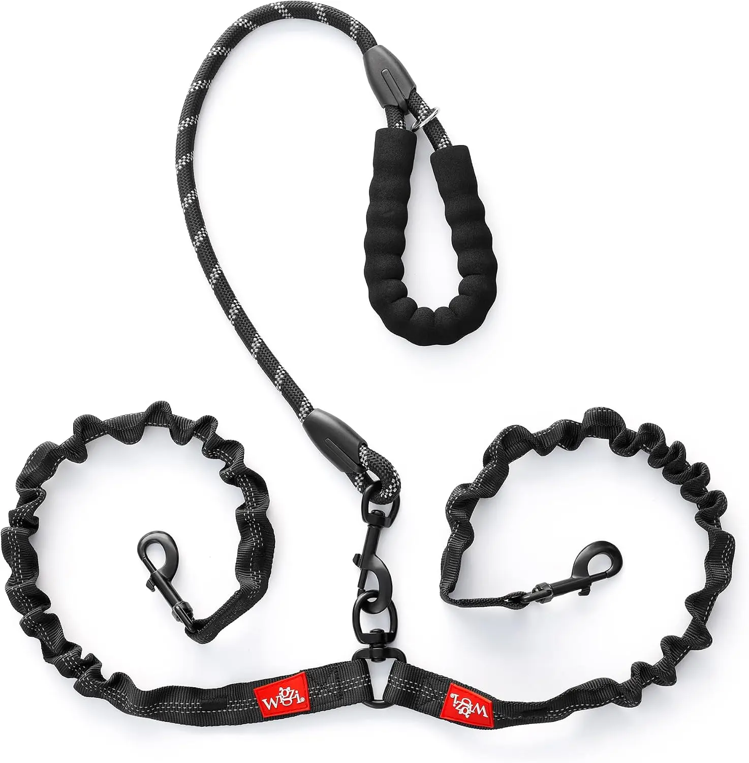 WIGZI Dual Dog Nylon Rope Lead - 360° Swivel Joint, No Tangle, Shock-Absorbing, Tear-Proof, Strong Grip Pet Walking Accessory, No Tangle Leash