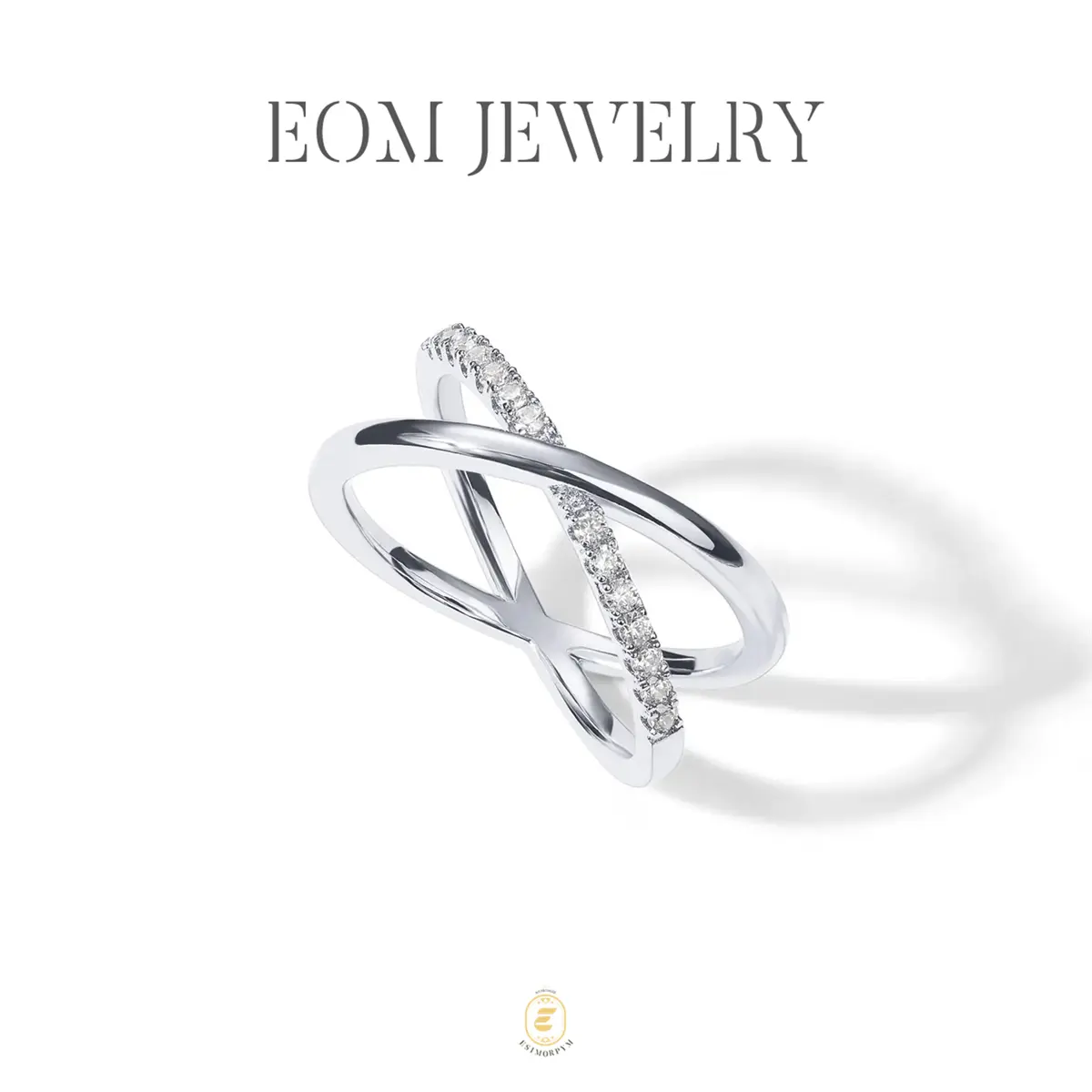 Moissanite Tangled Timelines X Ring Silver-Plated Pavé Criss Cross Band Jewelry Wedding Engagement Anniversary Valentine's Day Birthday Gift Daily Wear
